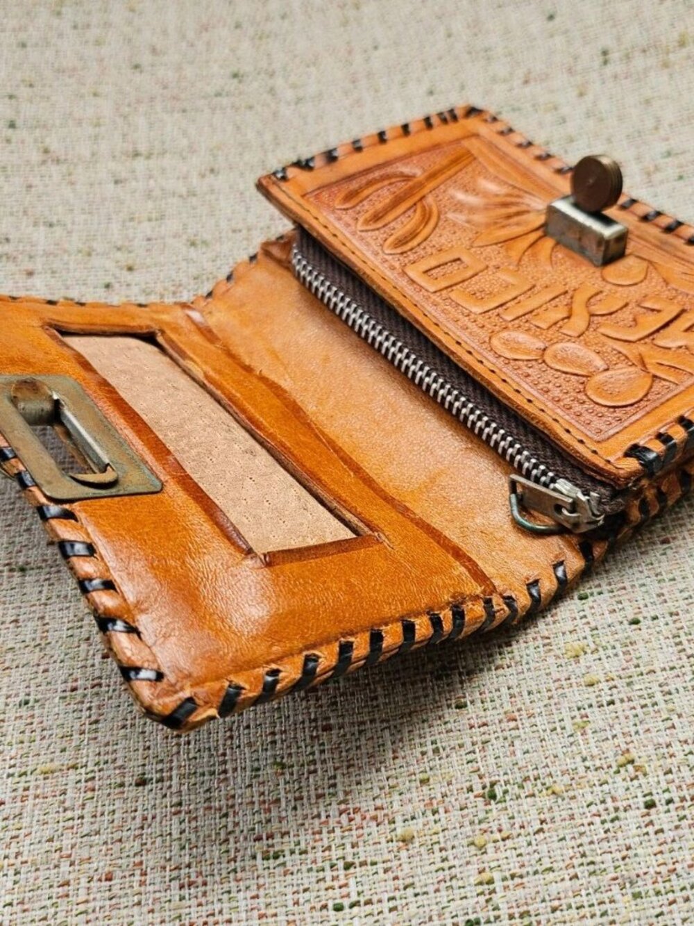 Mexico Handmade Wallet Genuine Leather Coin Puruse Card Holder Purse - Picture 8 of 12